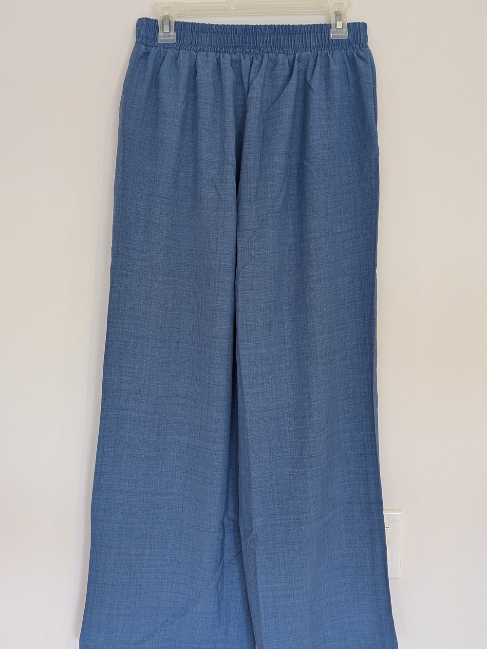 Women’s Blue Wide Leg Palazzo Pants L Fits M Lightweight Gold Rhinestone NWT - Picture 11 of 14